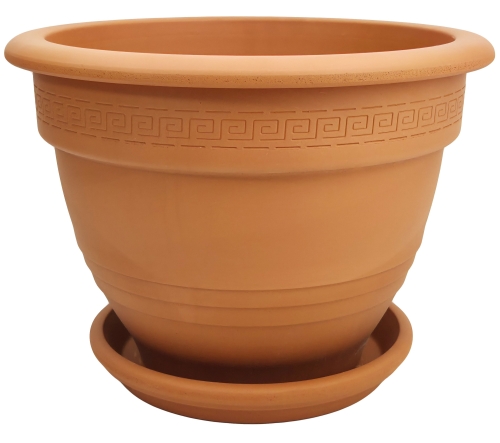 DEGREA Doniczka Zdobiona CAMPANA D42 Ceramiczna Terakota 42cm + Podstawka SOTTOVASO D31
