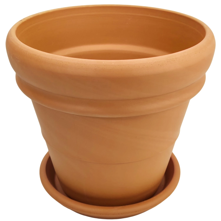 DEGREA Doniczka Vaso DOPPIO BORDO D35 Ceramiczna Terakota 35cm + Podstawka SOTTOVASO D28