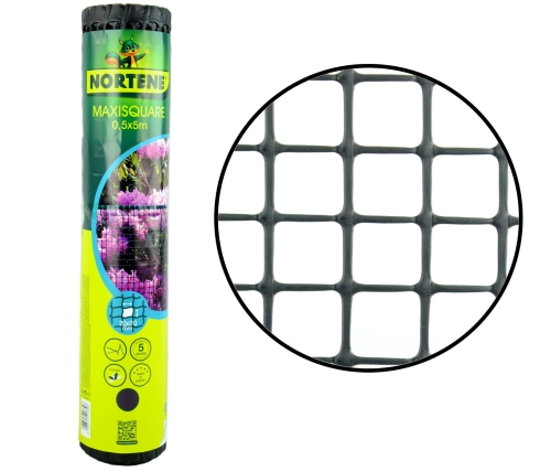 Siatka PCV ANTRACYTOWA 50cm 5m oczko 20x20mm Nortene Maxisquare Antracyt Plastikowa 0,5x5m