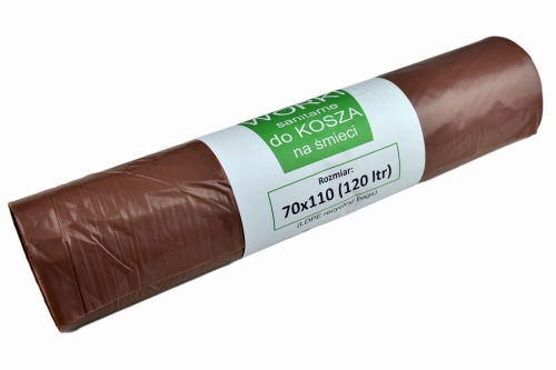 Worki do Segregacji Odpadów 120L BRĄZOWE 25szt 70x110cm na BIOODPADY
