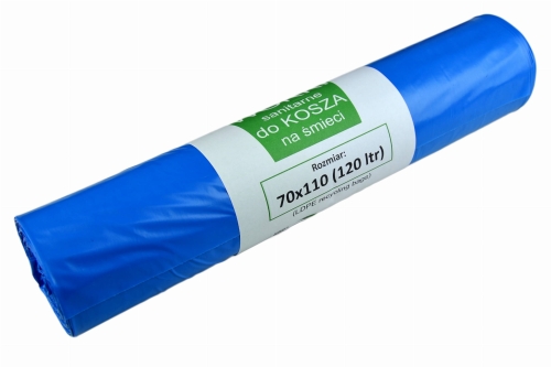 Worki do Segregacji Odpadów 120L NIEBIESKIE 25szt 70x110cm na PAPIER