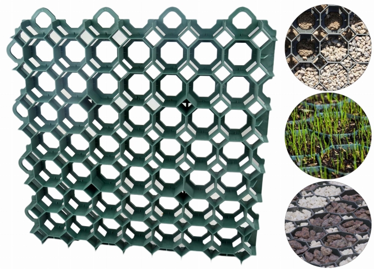 Kratka Parkingowa Trawnikowa 50x50cm 40mm Zielona Krata Drogowa płyta ażurowa Stella Green SG1 G Geokrata