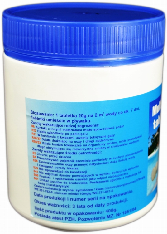 Multi Chlor w tabletkach 20g 400g + INTEX Pływak Dozownik Chloru