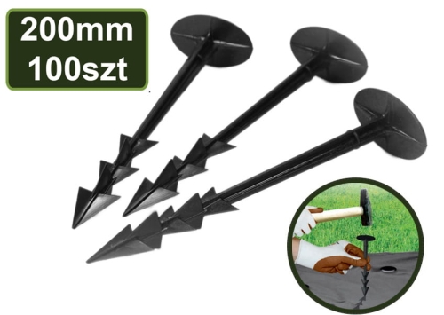 Kotwy L200mm 20cm 100szt GeoPEG do Agrowłókniny Kołki Szpilki