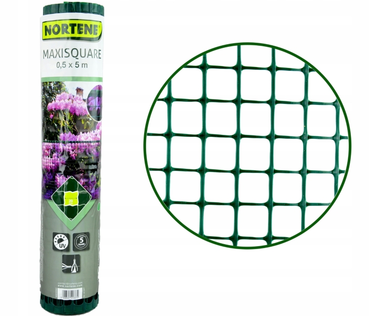 Siatka PCV Zielona 50cm 5m oczko 20x20mm Nortene Maxisquare Plastikowa 0,5x5m