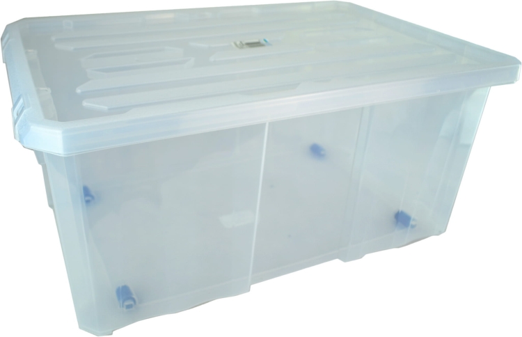Pudełko Pudło Plastikowe z Pokrywą 45L BOX duże 600x400x265mm NCC24 + NCP24 z kółkami Pojemnik Prosperplast CARGOBOX