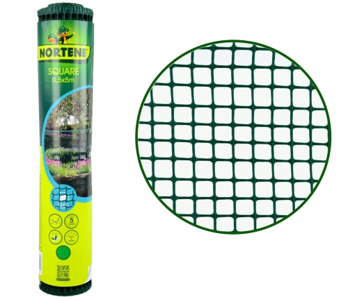 Siatka PCV Zielona 50cm 5m oczko 10x10mm Nortene Square Plastikowa 0,5x5m